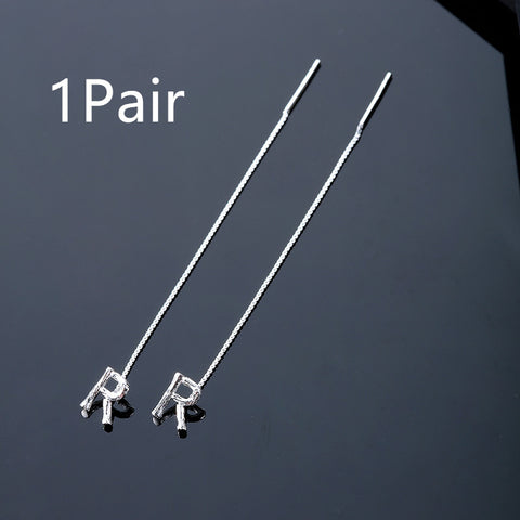 Fashion Jewelry 925 Sterling Silver 26 Letters Drop Earrings For Women Classic English Minimalism Student Earring Friends Party Jewelry Gift