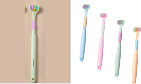 Three-sided Macaron Soft Bristle Toothbrush Care Safety Toothbrush Teeth Deep Cleaning Portable Travel