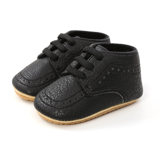 Black Baby shoes with leather soles 