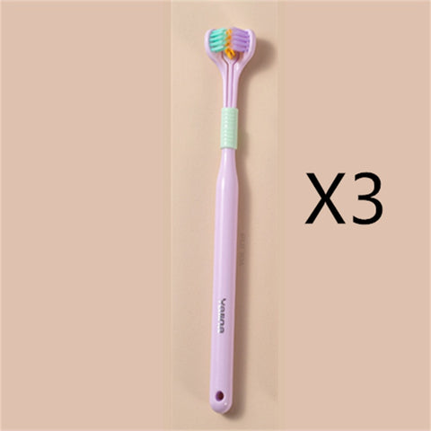 Three-sided Macaron Soft Bristle Toothbrush Care Safety Toothbrush Teeth Deep Cleaning Portable Travel