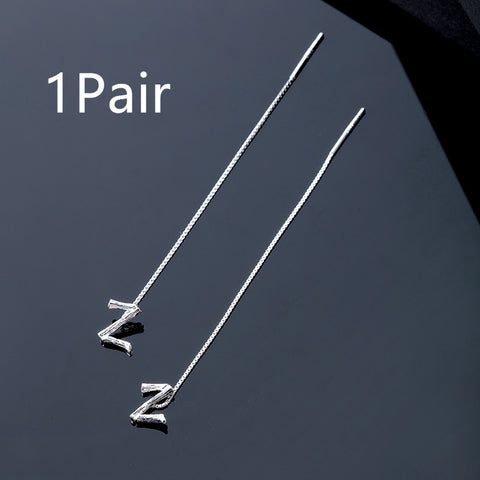 Fashion Jewelry 925 Sterling Silver 26 Letters Drop Earrings For Women Classic English Minimalism Student Earring Friends Party Jewelry Gift