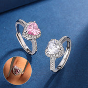 Fashion Jewelry Micro-encrusted Zircon Diamond Love Peach Heart Ring Female Luxury High-end Marriage Niche Temperament Hand Jewelry