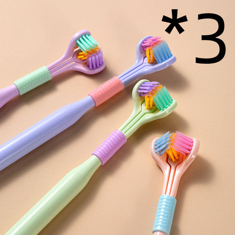 Three-sided Macaron Soft Bristle Toothbrush Care Safety Toothbrush Teeth Deep Cleaning Portable Travel