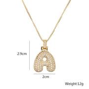 Clavicle Chain Copper Micro Inlaid Zircon 26 Letter Pendant Necklace For Women's Birthday Jewelry Gifts